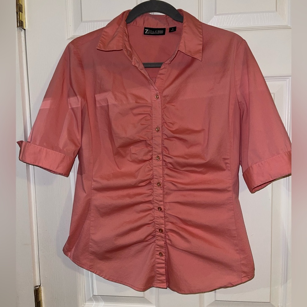7th Avenue New York & Company Salmon Contoured Button Down Blouse Medium